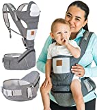 TICO GOODS Baby Carrier with Hip Seat- 6 in 1 Baby Carrier with Seat and Head Support, Baby Carrier Newborn to Toddler , Baby Carrier for Men , Baby Carrier Backpack , Kangaroo Baby Carrier 25-60 lbs