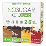 No Sugar Keto Bars - Variety Pack (Chocolate Peanut Butter, Fudge Brownie, Coffee Crunch, Cinnamon Bun) - Low Carb No Sugar Keto Snack Food with Keto Friendly Macros (12 x 1.41oz bars)