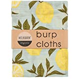 Milkbarn Organic Cotton Burp Cloths (2 pack) (Blue lemon), 23"x23"