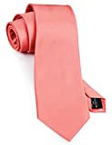 GUSLESON Classic Men's Ties Silk Coral Pink Tie Solid Wedding Tie for Men (0791-08)