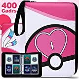 4-Pocket Trading Card Binder with Sleeves, 400 Pockets Game Cards Binder, 3-Ring Card Collector Album Holder for Most Standard Size Cards