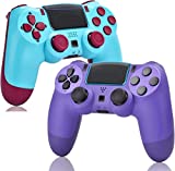 Wireless Controller 2 Pack for PS4 Controller, AUGEX Wireless Gamepad Work with Playstation 4 Controllers, Berryblue Game Control for PS4 Controller with Joystick, PS4 Pro/Silm/PC Purple