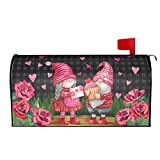 Gnomes Valentine Mailbox Covers Magnetic Red Rose Black Buffalo Plaid Decorative Valentines Mailboxes Wraps Post Letter Box Cover Standard Size 18x21 In for Outdoor Garden Yard Home Decor Outside