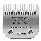 DODAER Detachable Pet Dog Grooming Clipper Blades,Compatible with Andis Size-7FC Cut Length 1/8"(3.2mm),Compatible with Oster A5, Wahl KM Series Clippers,Made of Ceramic Blade & Stainless Steel Blade
