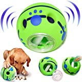 Dog Toys Giggle Ball Interactive Dog Treat Toys Wobble Wiggle Waggle Giggle Ball Make Noise Fun Sound Food Dispenser Soccer Toy Dog Puzzles IQ Train for Puppy Small Medium Dogs Favorite Gift Green