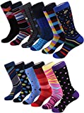 Marino Men's Dress Socks - Colorful Funky Socks for Men - Cotton Fashion Patterned Socks - 12 Pack - Cool Collection - 10-13