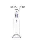 Lab Gas Washing Bottle Glass 250ML Vacuum Trap with Two Bend Tubes 29/32 Joint Borosilicate Glass for Chemistry Lab Glassware Kit