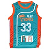 Micjersey Flint Tropics Jersey Moon 33 Basketball Jerseys for Men S-XXXL (Green, S)