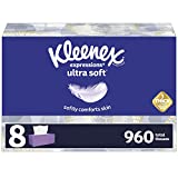 Kleenex Expressions Ultra Soft Facial Tissues, Soft Facial Tissue, 8 Flat Boxes, 120 Tissues per Box, 3-Ply (960 Total Tissues)