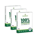 PrintWorks 100 Percent Recycled Multipurpose Paper, 20 Pound, 92 Bright, 8.5 x 11 Inches, 3 packs of 400 sheets, total of 1200 sheets (00018-3), White
