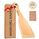 Wood Grill Scraper, Wooden Grill Scraper with Bottle Opener, Wood Grill Cleaner Brush with Great Gift Box for Griddle and Grills, Cleans Top and Between Grill Grates, Safe Cleaning&Bristle Free
