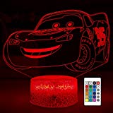 3D Cars Night Light for Kids - 3 Patterns & 16 Color Change Decor Lamp with Timer, Remote Control & Touch - Baby Cars Toys for Boys, Girls- Birthday & Christmas Gifts for Kids and Car Fans