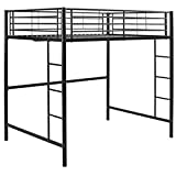 Walker Edison Timothee Urban Industrial Metal Double over Loft Bunk Bed, Full Loft, Black