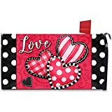 FBCOO Valentine's Day Love Hearts Welcome Mailbox Cover Magnetic Standard Size 21" x 19", Red Pink Polka Dots Buffalo Plaid Stripe Decorative Post Letter Box Wrap Decor Garden Yard Outdoor Decoration