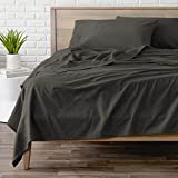 Bare Home Flannel Sheet Set 100% Cotton, Velvety Soft Heavyweight - Double Brushed Flannel - Deep Pocket (King, Grey)