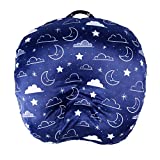 Minky Removable Newborn Lounger Cover Nursing Pillow Slipcover Super Soft Snug Fits Boppy Lounger (Navy Blue, Stars and Clouds) Large