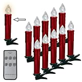 Gedengni LED Taper Candle Flamelesss Candles Red LED Christmas Candles Candlesticks with Remote - Flickering Warm White Lights for Wedding Party Christmas Trees Decor