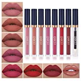 QiBest 7Pcs Matte Liquid Lipstick + 1Pcs Lip Plumper Makeup Kit, Long Lasting Waterproof Lip Gloss Pigmented Velvet Lip Makeup Gift for Girls and Women(Passion Red)