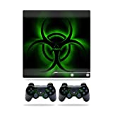 Skin Compatible with Sony Playstation 3 PS3 Slim + 2 Controllers  Bio Glare | MightySkins Protective, Durable, and Unique Vinyl wrap Cover | Easy to Apply, Remove | Made in The USA