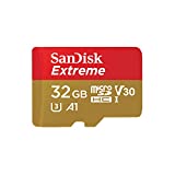 SanDisk 32GB Extreme microSDHC UHS-I Memory Card with Adapter - Up to 100MB/s, C10, U3, V30, 4K, A1, Micro SD - SDSQXAF-032G-GN6MA