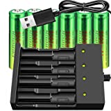 6pcs 18650 Rechargeable Battery 5000mAh With 18650 Battery Charger,Universal Charger for Rechargeable 3.7V Li-ion Batteries 18650 26650 14500 10440 (U.S. Shipping)