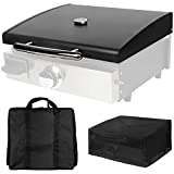 5010 Hard Cover Hood with Temperature Gauge for Blackstone 17 inch Table Top Griddle Front Grease Cup, and Heavy Duty Grill Cover & Bag for Blackstone 17" Table Top Griddle