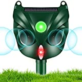 Ultrasonic Cat Deterrent, Outdoor 5 Modes Solar Powered Deterrent Device with Motion Sensor and Flashing Light, IP44 Waterproof Device for Garden, Farm, Yard, Dogs, Cats, Birds and More