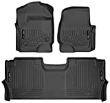 Husky Liners Weatherbeater Series | Front & 2nd Seat Floor Liners - Black | 94061 | Fits 2017-2022 Ford F-250/F-350, 2017-2018 & 2021-2022 Ford F-450 Super Duty Crew Cab w/ Fold Flat Storage 3 Pcs