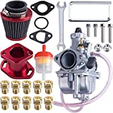 ORAEVY VM22 26mm Carburetor Carb Kit for Mikuni Performance Intake Pipe Mainfold 38mm Air Filter Fit For Predator 212cc GX160 Honda GX200 CT200U 196cc KT196 Clones Go Kart Mini Bike Race Kart (Red)