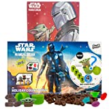 Star Wars Mandalorian Finders Keepers and The Child Milk Chocolate Filled Advent Calendar, 2022 Countdown to Christmas with Gummy Candies and Pencil Toppers, 24 Days, 1 of Each