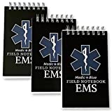 Medic Blue EMS Field Notebook, 3 Pack, 75 sheets (150 pages), 3" X 5", EMT Notepad, Medical EMT and Paramedic Gear and Supplies, EMS Field Guide, Pocket Size Notebook