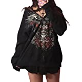 SOLILOQUY Women Zip Up Hoodie Y2k Vintage Graphic Oversized Hooded Sweatshirt Jacket Grunge Fairycore Coats Harajuku Streetwear