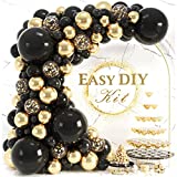 120pcs  Black and Gold Balloon Garland Kit & Arch  Black Gold Balloons Party Decorations  Balloon Arch for Gold and Black Birthday, Graduation, New Years, NYE, Retirement, Wedding, Anniversary