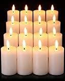 16 Pieces Flickering Flameless Votive Candles Bulk, Realistic Battery Operated LED Candles, Light Up Pillar Tea Candles for Valentine's Day Birthday Halloween Christmas Wedding Home Decoration, White