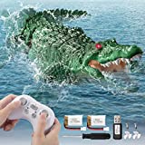 TEMI Remote Control Crocodile 1:18 High Simulation Scale Robot Alligator with Glowing Eyes for Swimming Pool Bathroom Lake RC Boat for Ages 4 5 6 7 8+ Boys Girls Birthday Christmas Tricky Toys