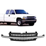 Perfit Liner New Front Argent/Silver Grille Grill Chevy Compatible With CHEVROLET 1999-2002 Silverado 1500 Pickup Truck 00-02 Tahoe Suburban 1500 2500 SUV Fits GM1200425 15764314