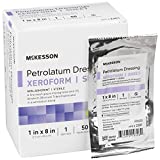 McKesson Xeroform Petrolatum Dressing - Impregnated Gauze Dressings for Burn and Wound Care - 1 in x 8 in, 8 Pack