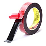 Realth Double Sided Mounting Tape Black 5925 1 x 18 Ft Foam Tapes Heavy Duty Adhesive Waterproof for Car Home Office Deco