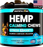 Hemp Calming Chews for Dogs - Dog Anxiety Relief & Stress - Dog Calming Treats - Travel, Thunder, Separation - Hemp Oil - Valerian - Melatonin for Dogs - Sleep Calming Aid - Pet Soft Bites