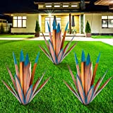 Metal Agave Plants Outdoor Decor Mexican Yard Art Plants Garden Decor for Outside Metal Art Flowers Gifts for Butterflies Bees Birds for Gifts (3big)