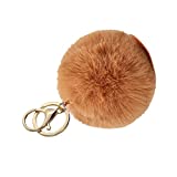 Faux Rabbit Fur Ball Pom Pom Keychain for Car Key Ring Phone Handbag Charm Tote Pendant,brown
