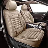 JIAMAOXIN Car Seat Covers for BMW X5 2007-2023 Full Set 5 Seats Faux Leather Waterproof Seat Cover Protector Compatible Airbag (Beige)