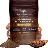 Real Mushrooms Unsweetened Organic Hot Chocolate Mix with 5 Defenders (Turkey Tail, Chaga, Maitake, Shiitake, & Reishi Mushroom) - Organic Cacao Powder - Vegan Mushroom Supplement, 15 Servings