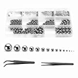 Litorange 620 Pieces 15 Size 1-10MM Metric Precision Chrome Steel Assorted Loose Bicycle Bearing Ball Assortment Kit with 2pcs Black Precision Tweezer