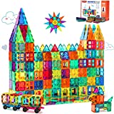 Magnetic Tiles Building Blocks for Kids, STEM Approved Educational Toys,3D Magnet Puzzles Stacking Blocks for Boys Girls,100 PCS Advanced Set with 2 Cars