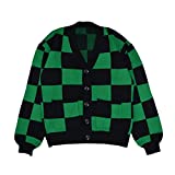 iSHOWcos Kamado Tanjirou Cosplay Cardigan Sweater Kamado Tanjirou Kimono Costume Jacket Top (L/XL, Green)