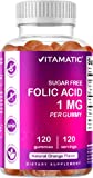 Vitamatic Folic Acid Gummies 1000 mcg (1 mg) - an Essential Prenatal Vitamins for Mom & Baby - Vitamin B9-120 Vegan Gummies (1)