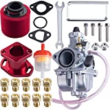 ORAEVY VM22 Racing Performance Mikuni Carburetor Carb Mainfold Intake Pipe Air Filter Fit For Predator 212cc GX160 Honda GX200 CT200U 196cc KT196 Clones Go Kart Mini Bike Race Kart (Red)