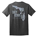 Dirty Hooker Fishing Gear, Short Sleeve Tee with Florida Logo (Dark Heather Grey, Small)