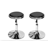 Top Us Arcades Set of 2 Swivel Bar Stools Easy Adjustable Height Leather Padded Cushion Work Home Bar Man Cave Arcade Room Garage Padding Black top Shiny Chrome